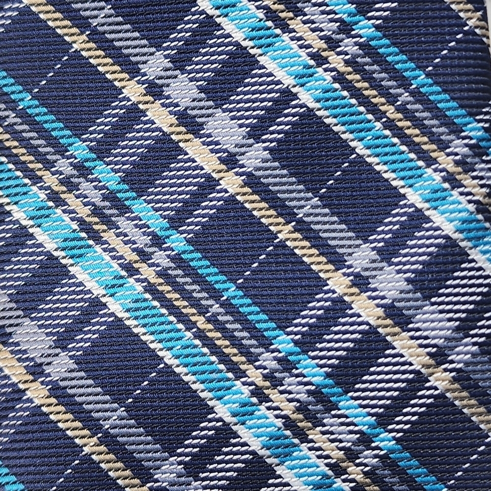 Wembley Aqua Blue Plaid Men's Tie - Picture 6 of 8